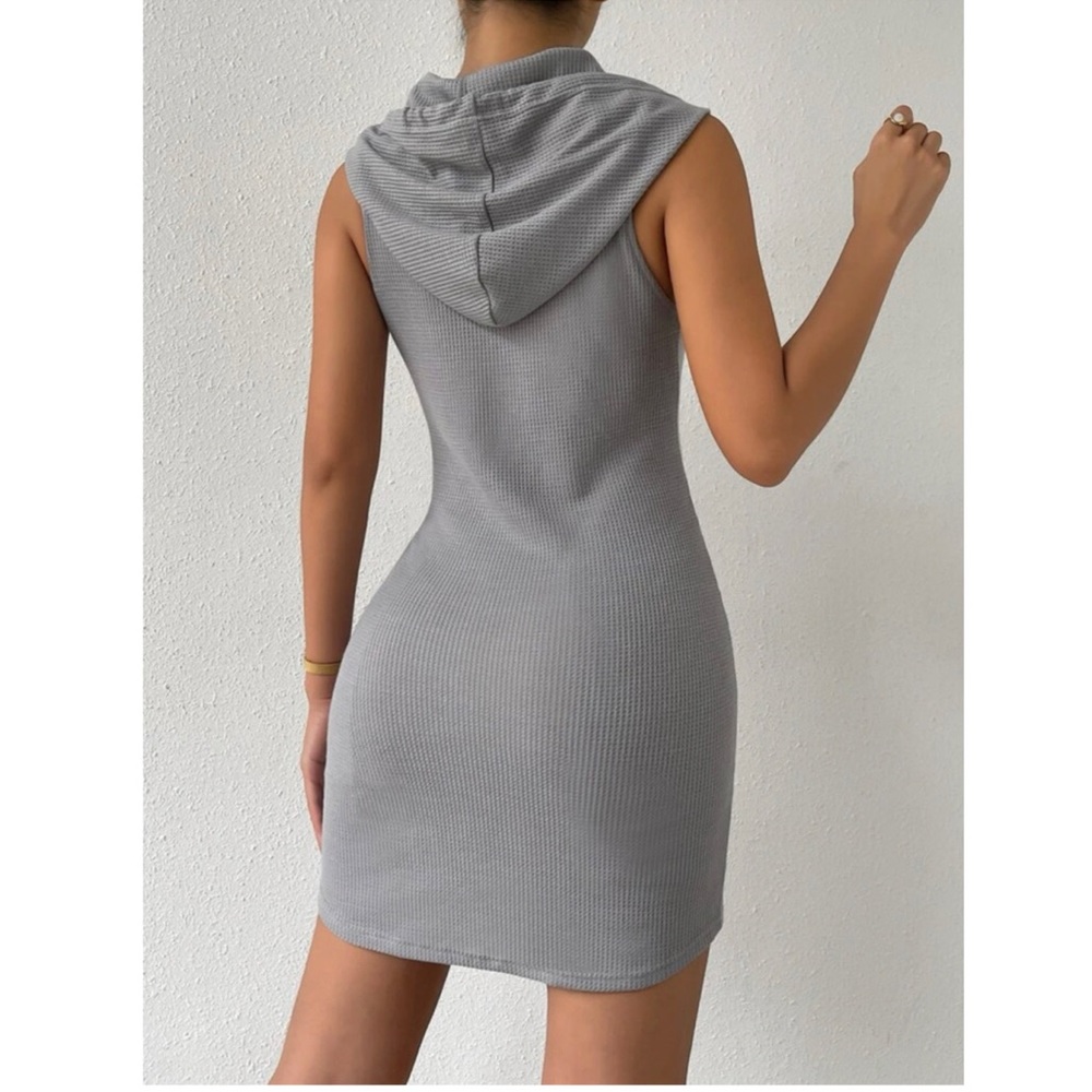 Shein Unity Solid Drawstring Hooded Dress - Picture 4 of 7